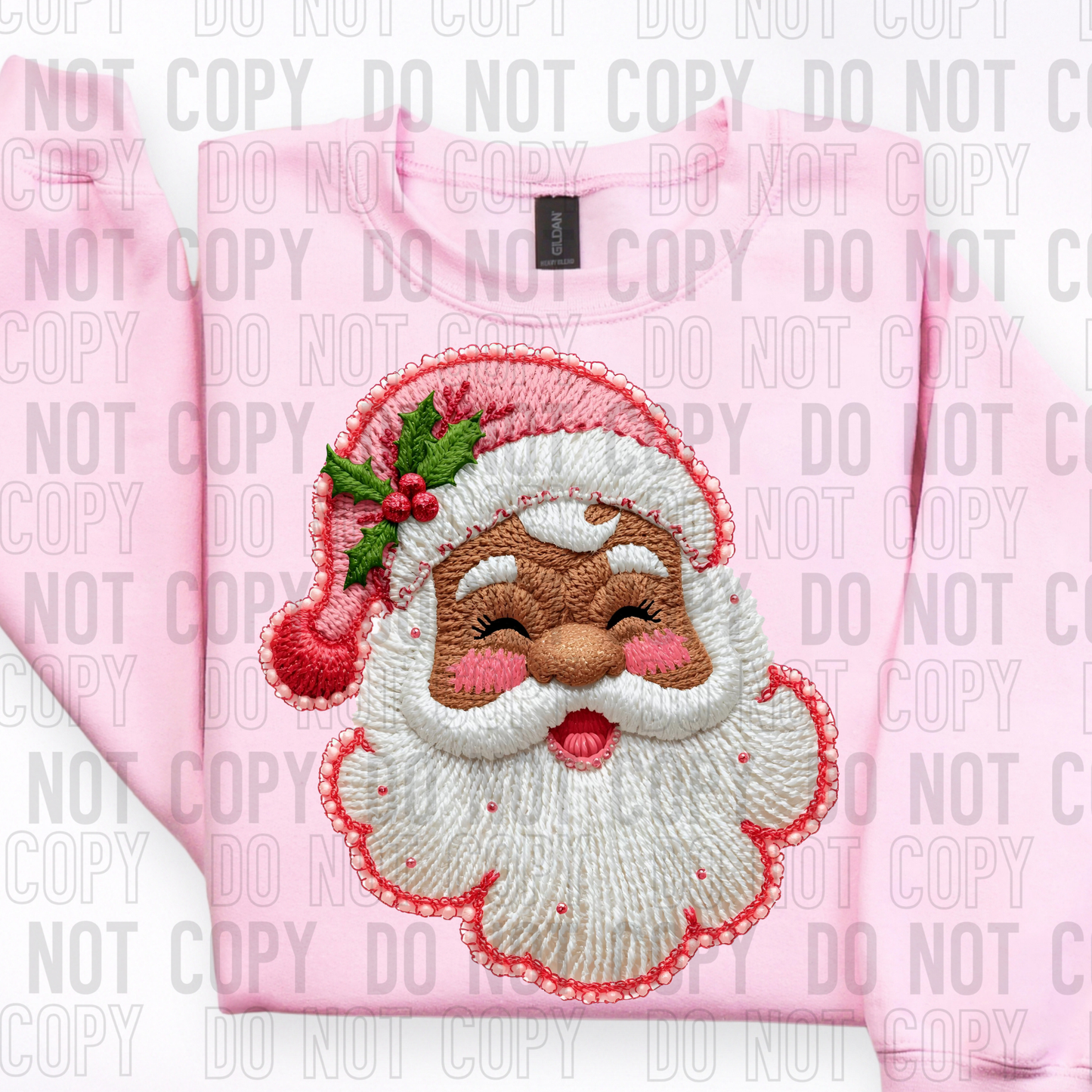 Santa Pink Dark Yarn Faux DTF Transfer
