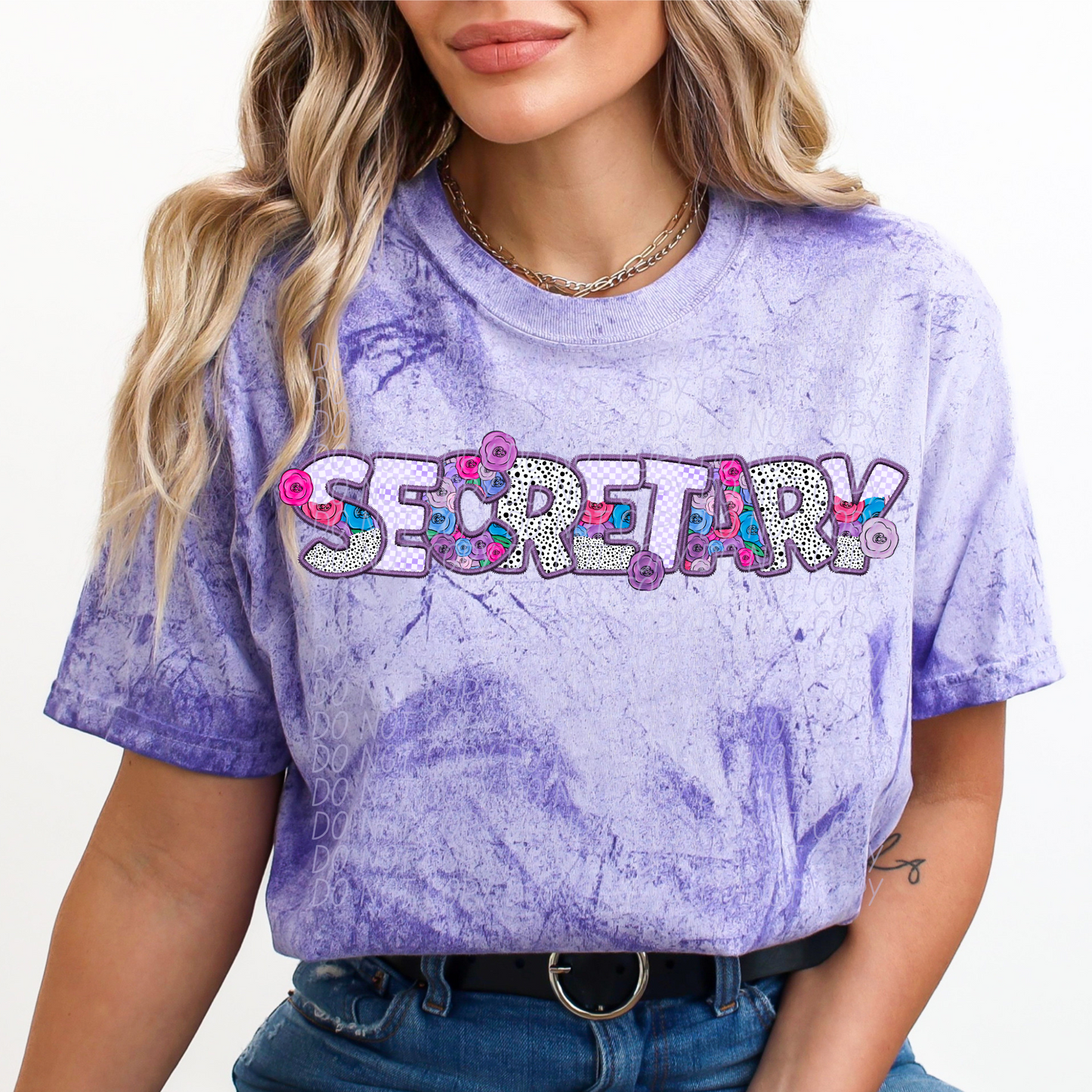 Secretary Pretty In Purple DTF Transfer