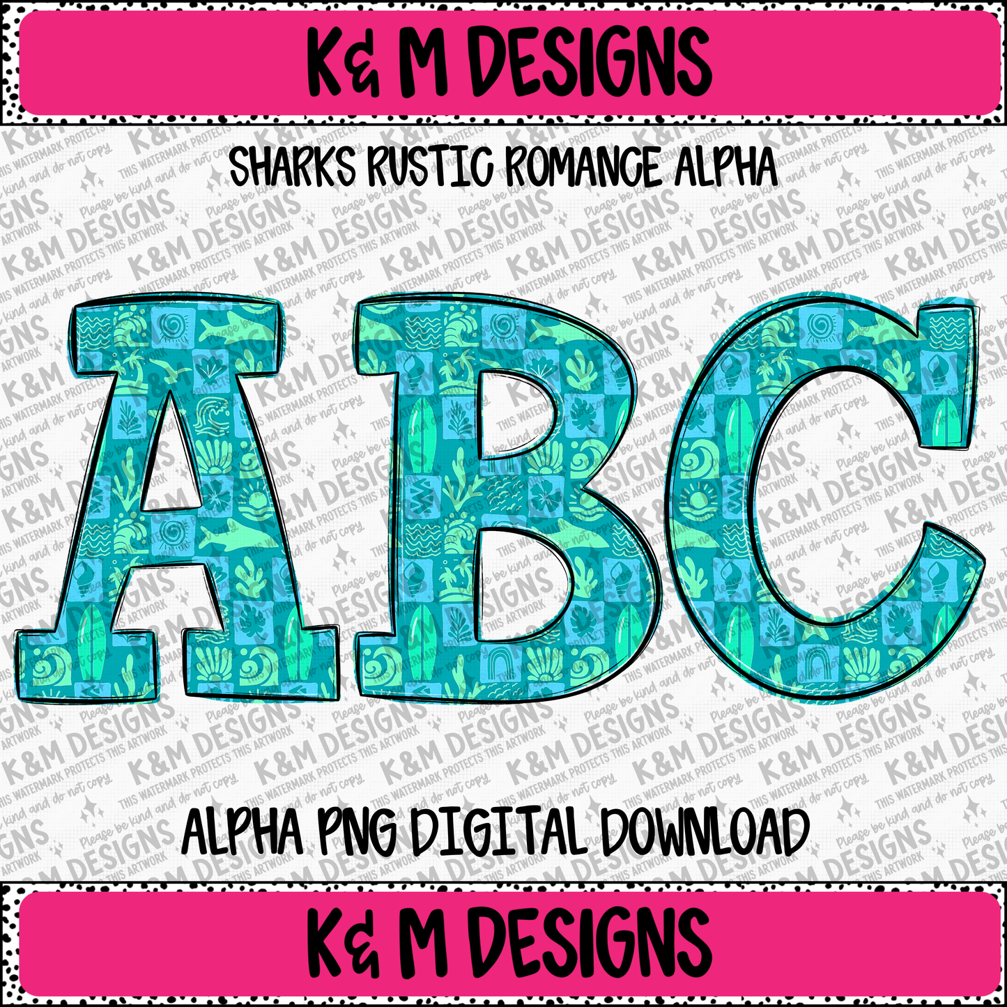 Sharks Rustic Romance Alpha PNG Set Digital Download