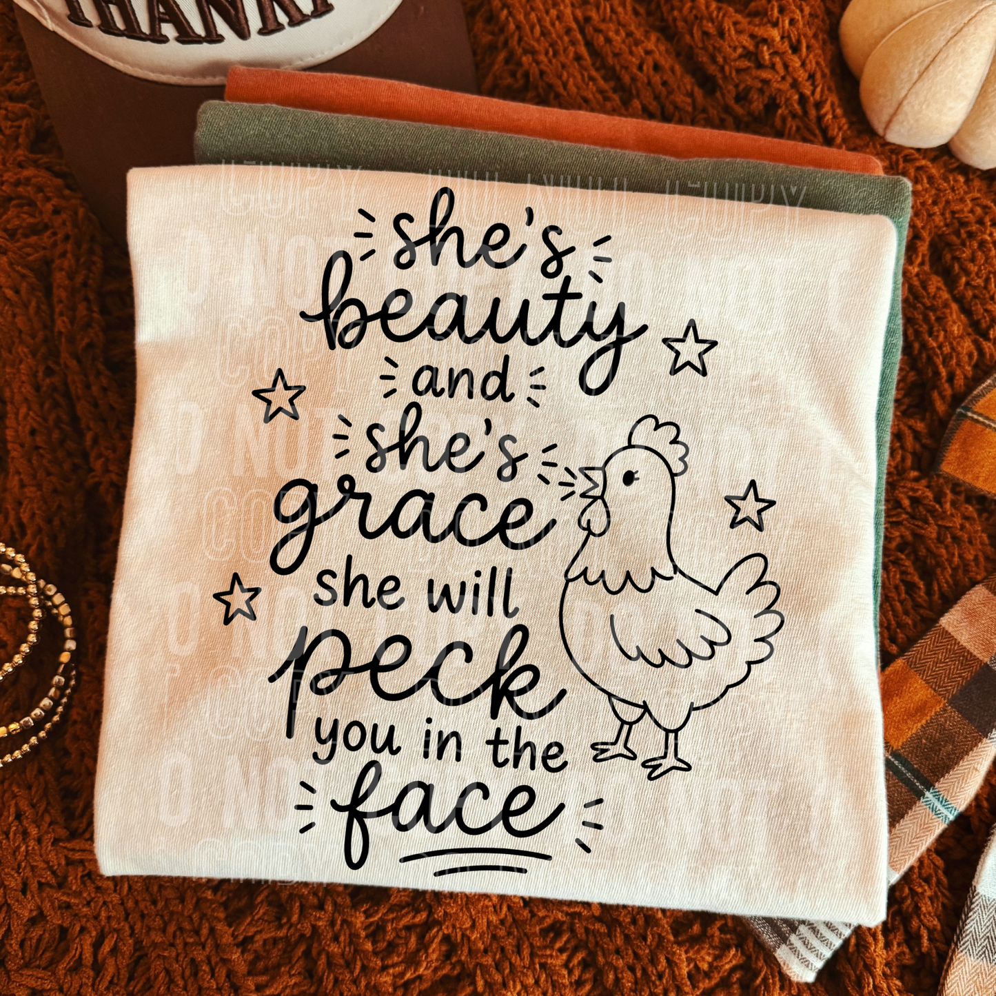 She's Beauty She's Grace Black Font DTF Transfer