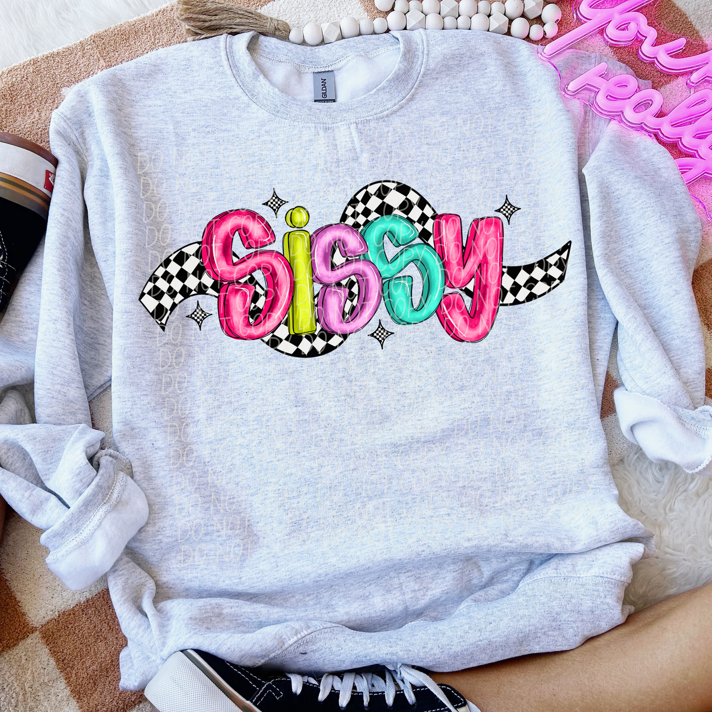 Sissy Bright Checker DTF Transfer