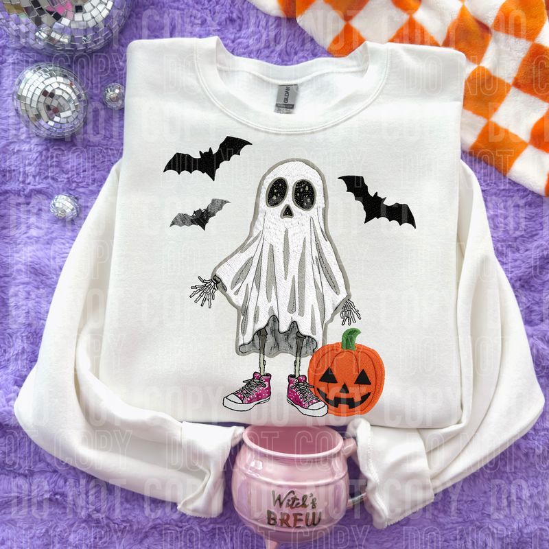 Skeleton Halloween Ghost & Pumpkin DTF Transfer