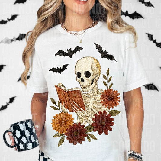 Skeleton Halloween Reading DTF Transfer