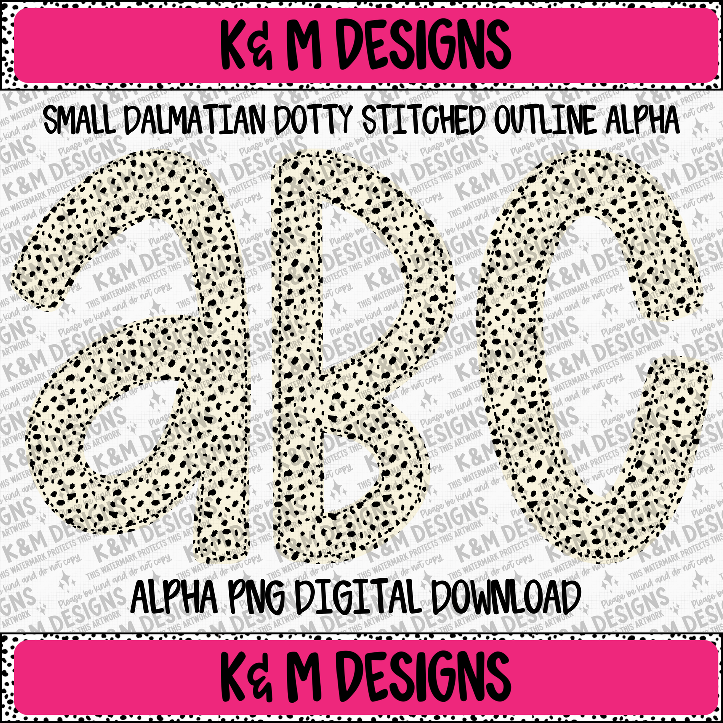 Small Dalmatian Dotty Stitched Outline Alpha PNG Set Digital Download