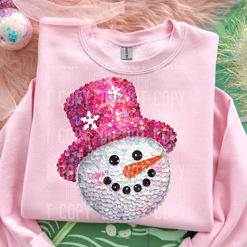 Snowman Face Sequined Faux DTF Transfer