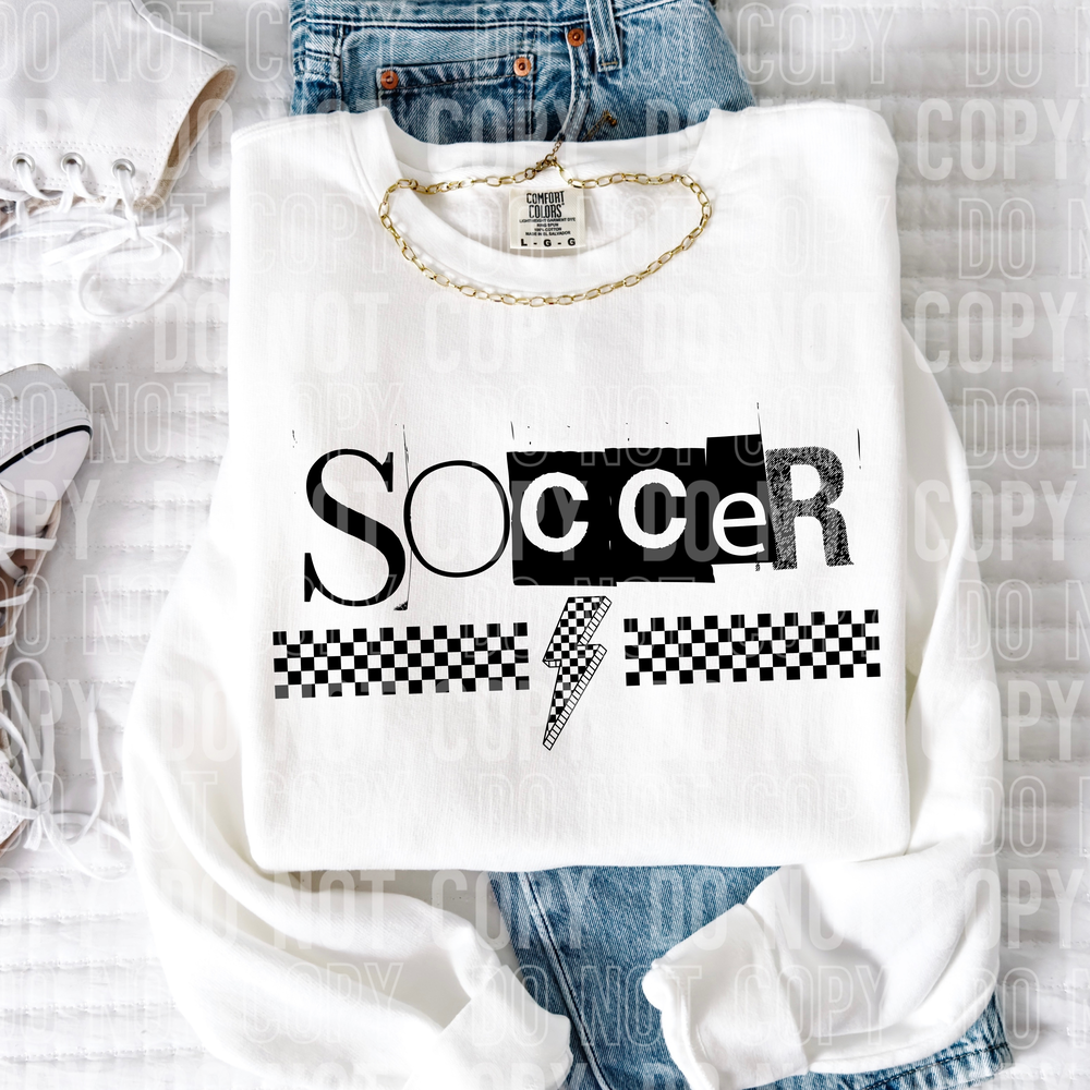 Soccer Checkered Bolt Word DTF Transfer