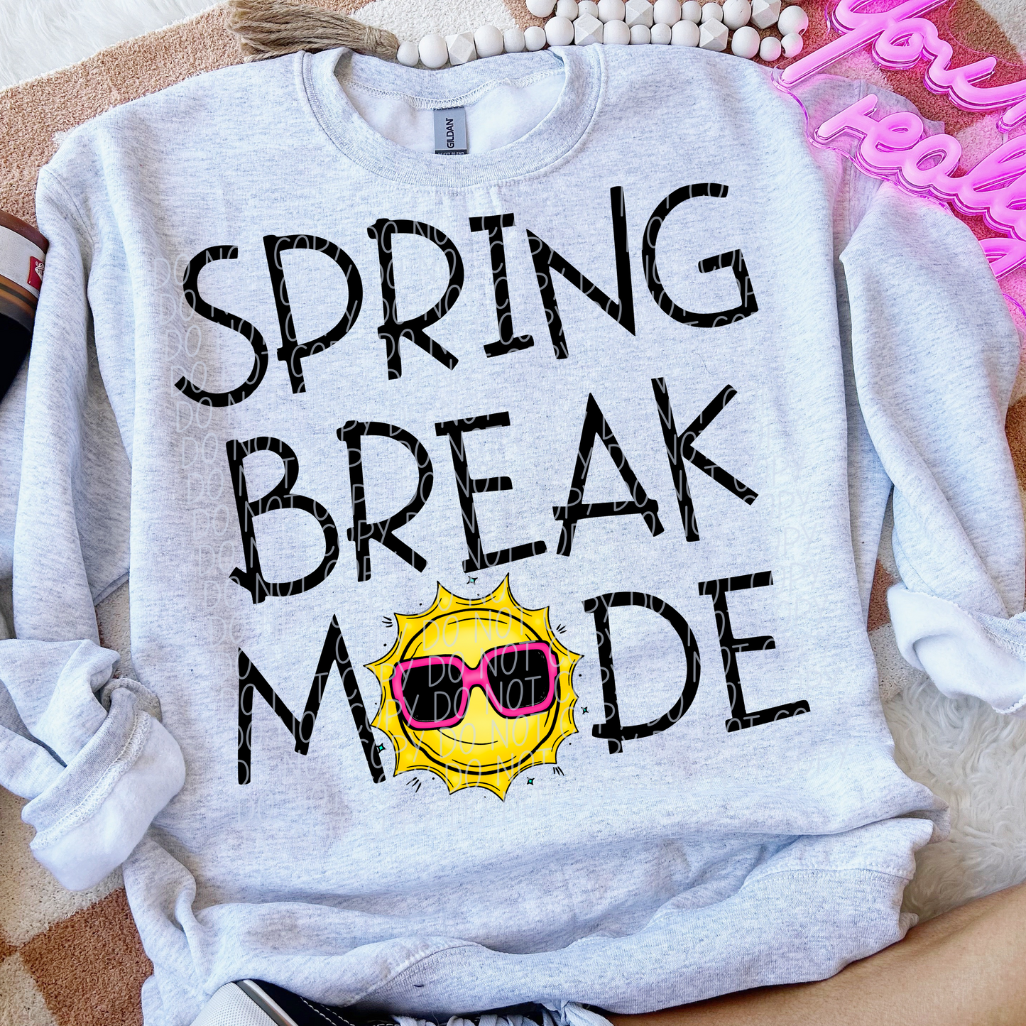 Spring Break Mode Black DTF Transfer