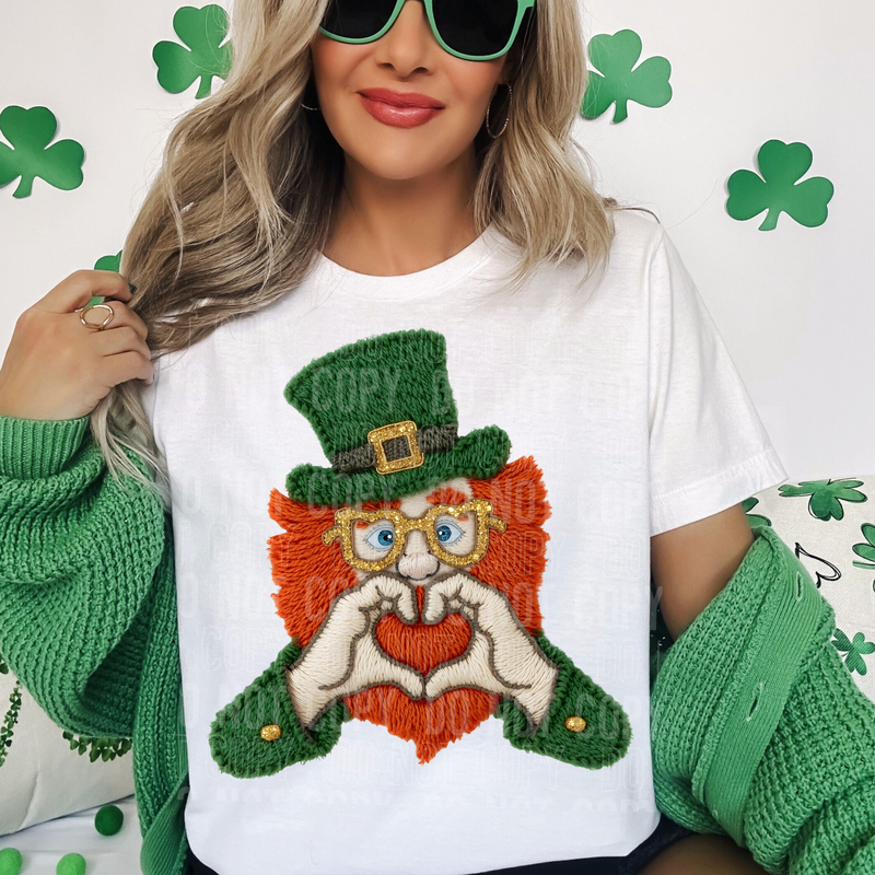 St. Patrick's Day Leprechaun Yarn Faux DTF Transfer