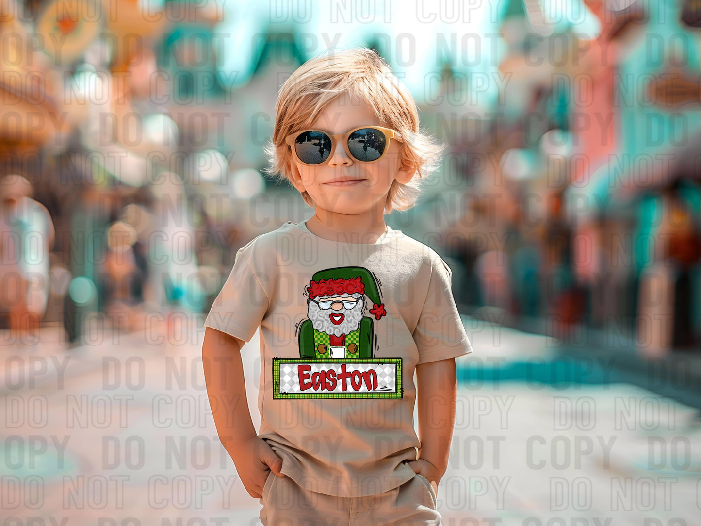 Santa Red/Green (Boy) With Name Plate Personalized DTF Transfer