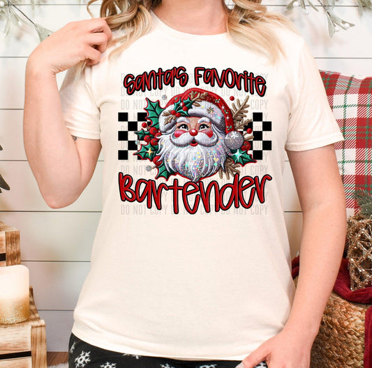 Santa's Favorite Bartender DTF Transfer