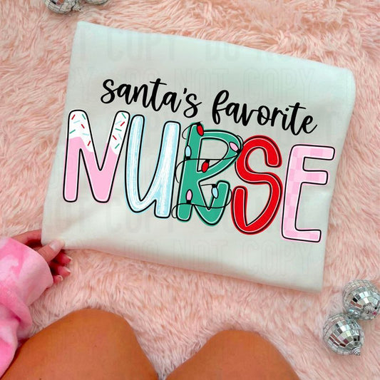 Santa's Favorite Nurse DTF Transfer