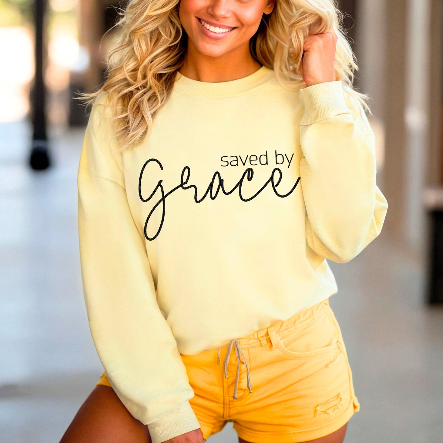 Saved By Grace Black Font DTF Transfer