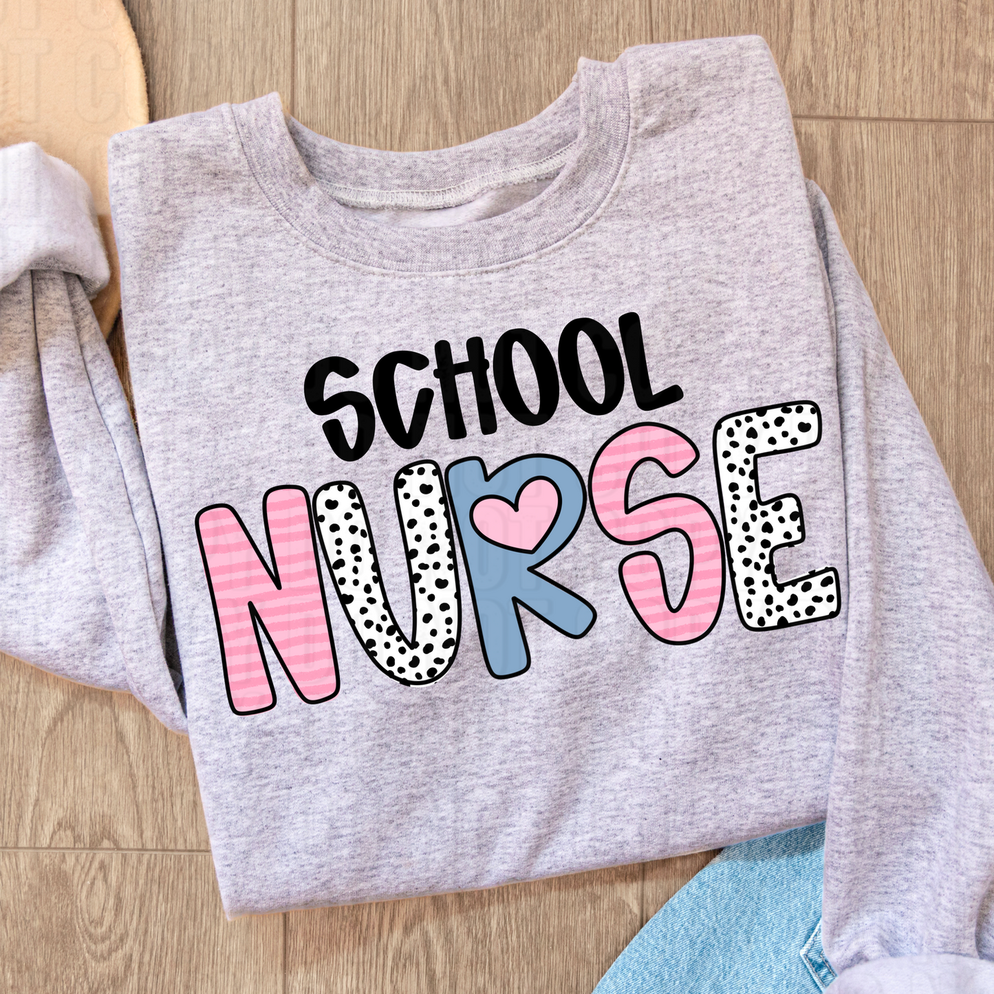 School Nurse Hearts DTF Transfer
