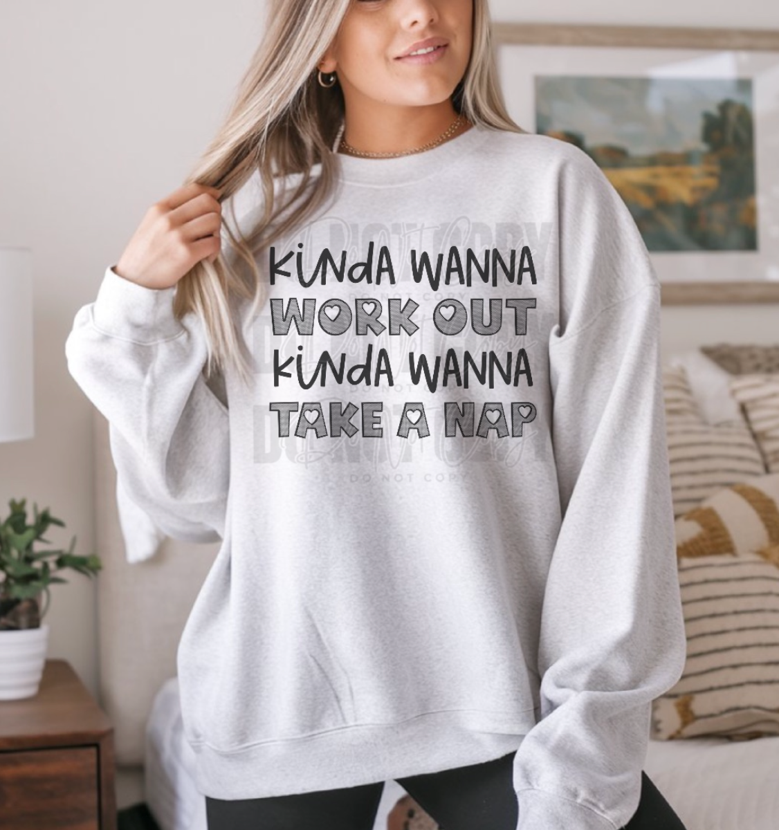 Kinda Wanna Workout Kinda Wanna Take A Nap DTF Transfer