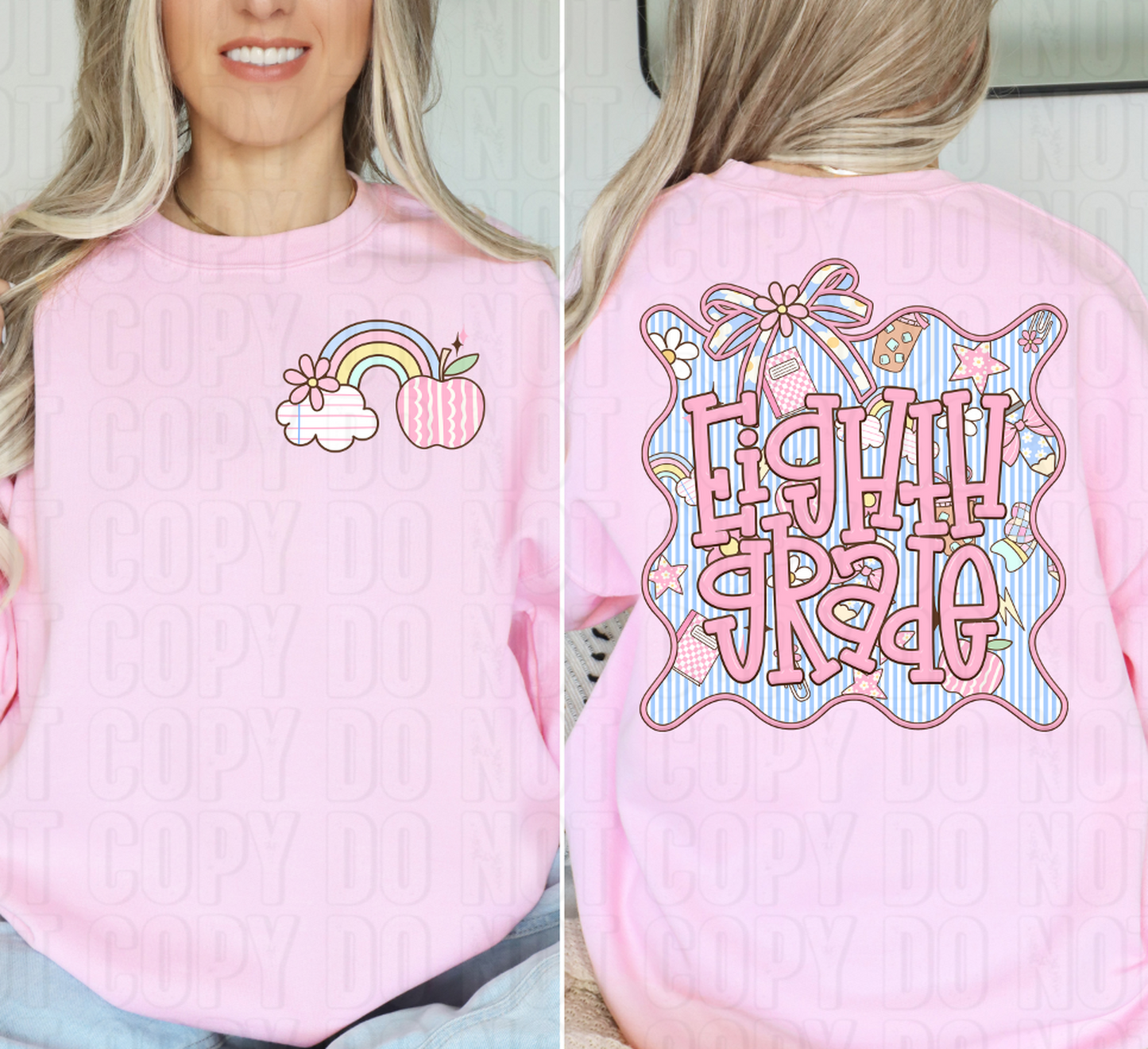 Eighth Grade Seersucker Front/Back DTF Transfer