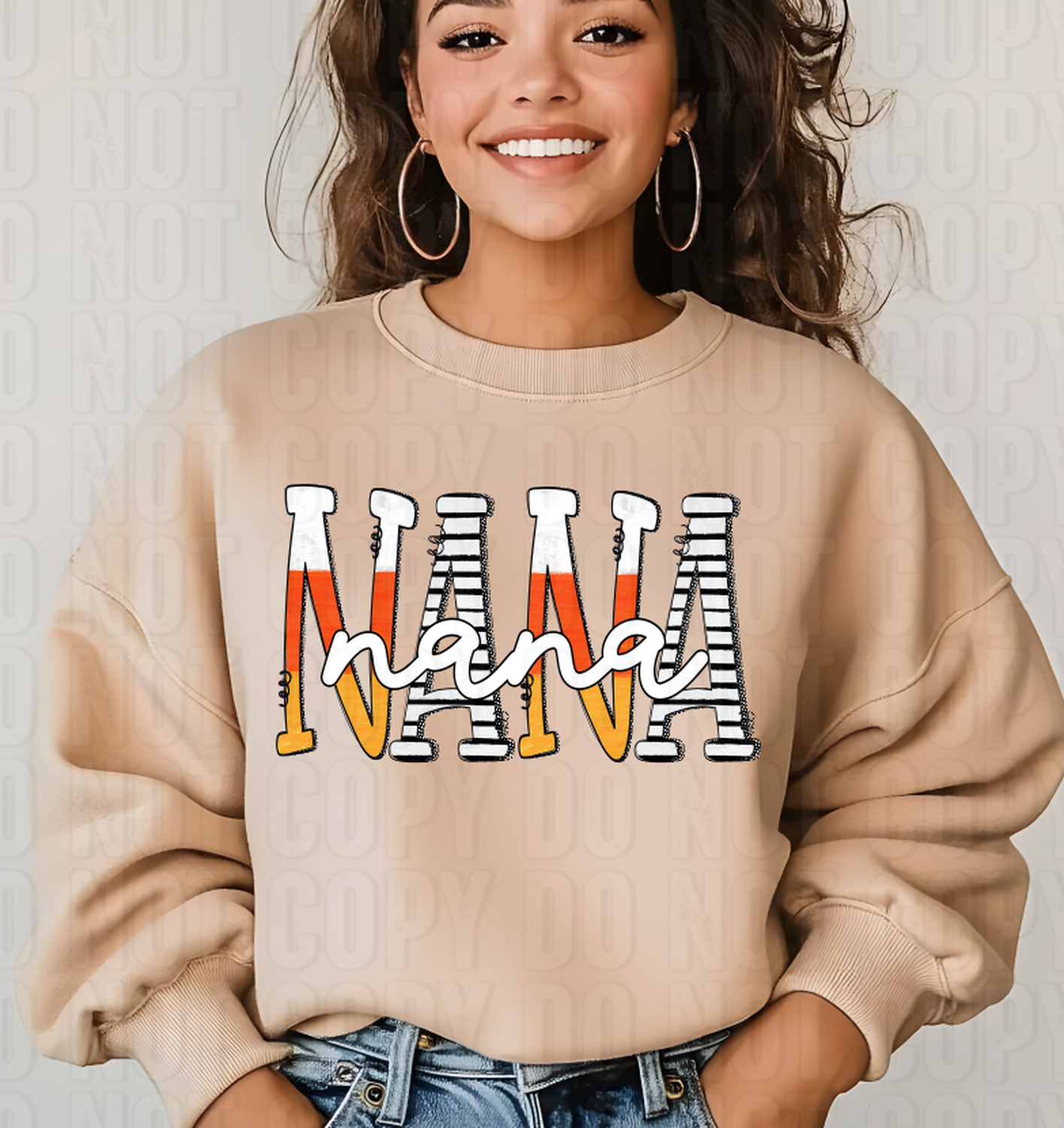 Nana Candy Corn & Striped Doodle DTF Transfer