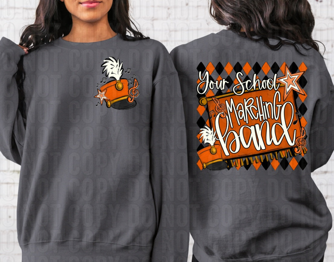 Argyle Marching Band School Name + Pocket Custom Team Name DTF Transfer