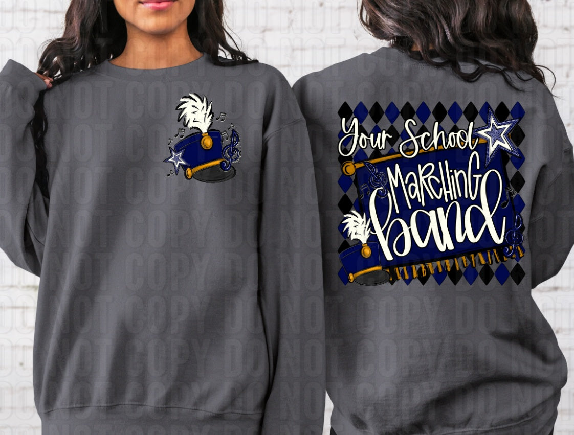 Argyle Marching Band School Name + Pocket Custom Team Name DTF Transfer