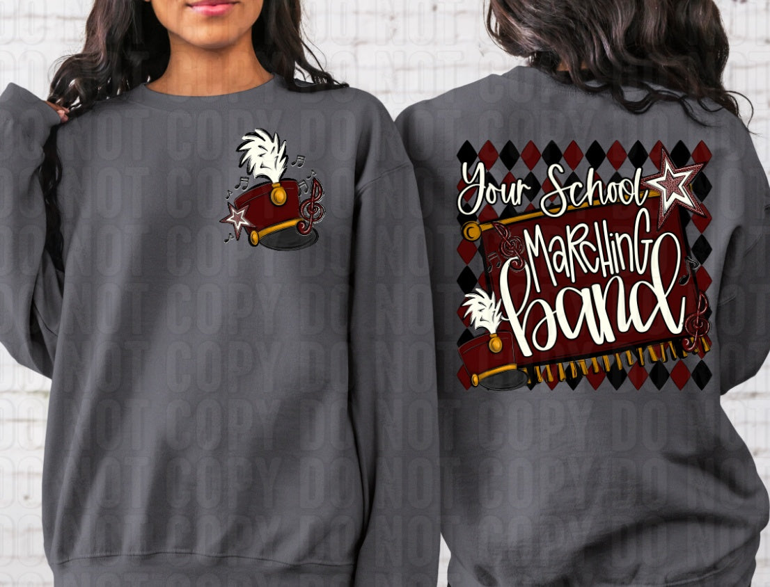 Argyle Marching Band School Name + Pocket Custom Team Name DTF Transfer
