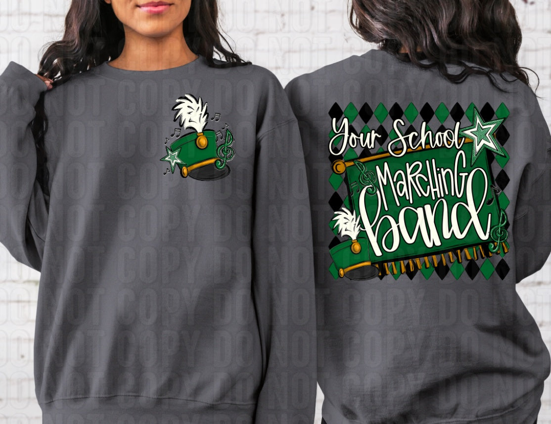 Argyle Marching Band School Name + Pocket Custom Team Name DTF Transfer