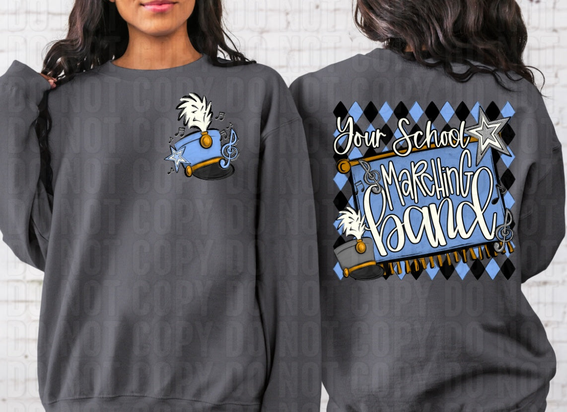 Argyle Marching Band School Name + Pocket Custom Team Name DTF Transfer