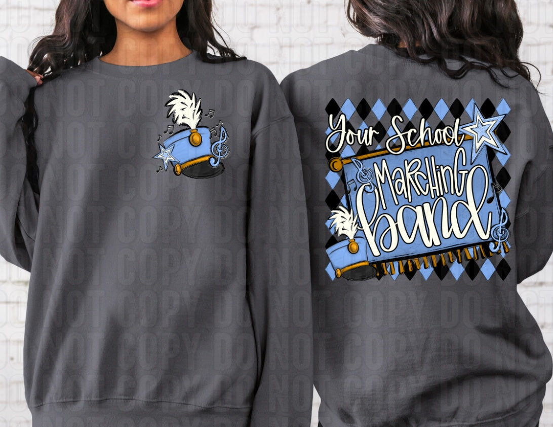 Argyle Marching Band School Name + Pocket Custom Team Name DTF Transfer