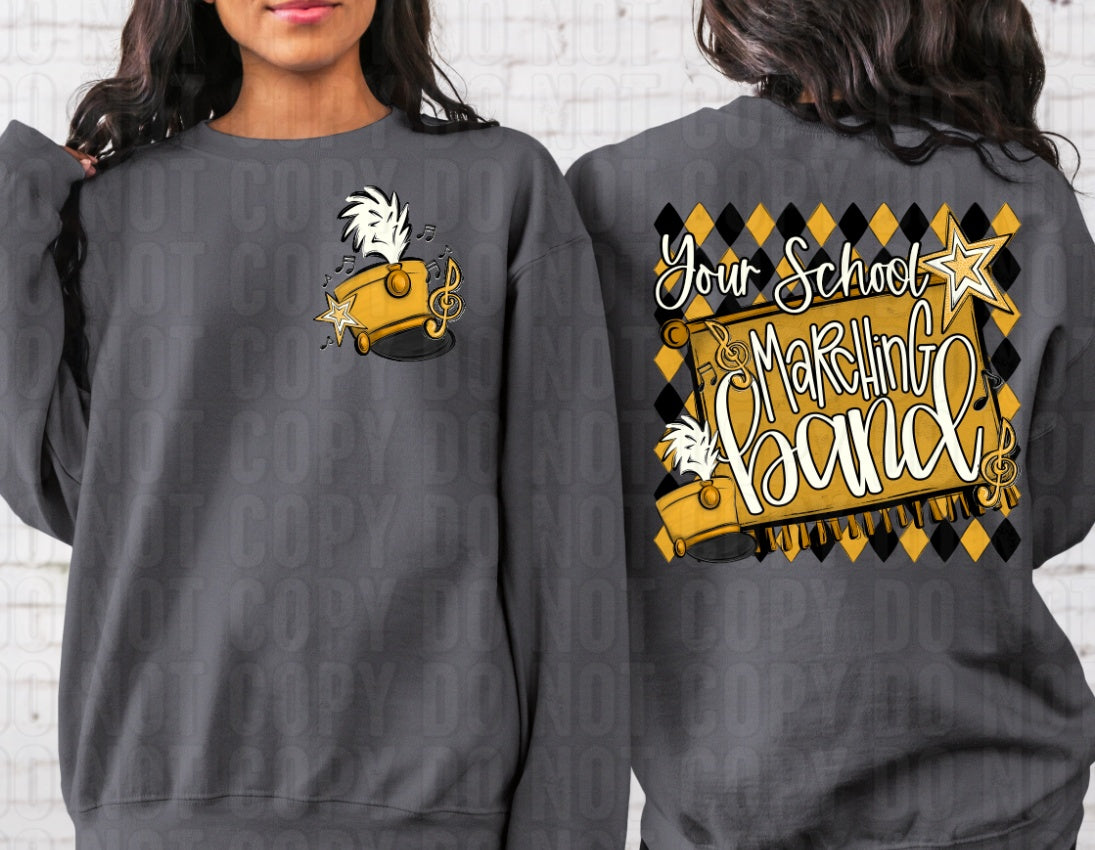 Argyle Marching Band School Name + Pocket Custom Team Name DTF Transfer