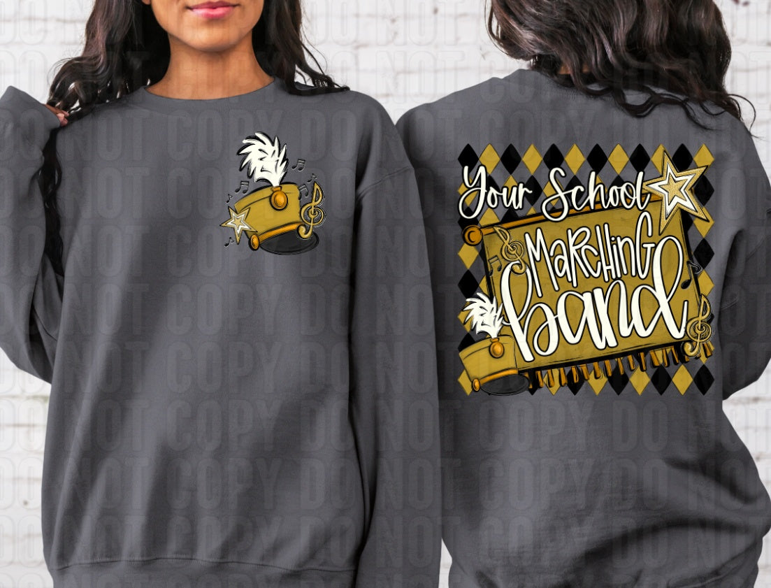 Argyle Marching Band School Name + Pocket Custom Team Name DTF Transfer