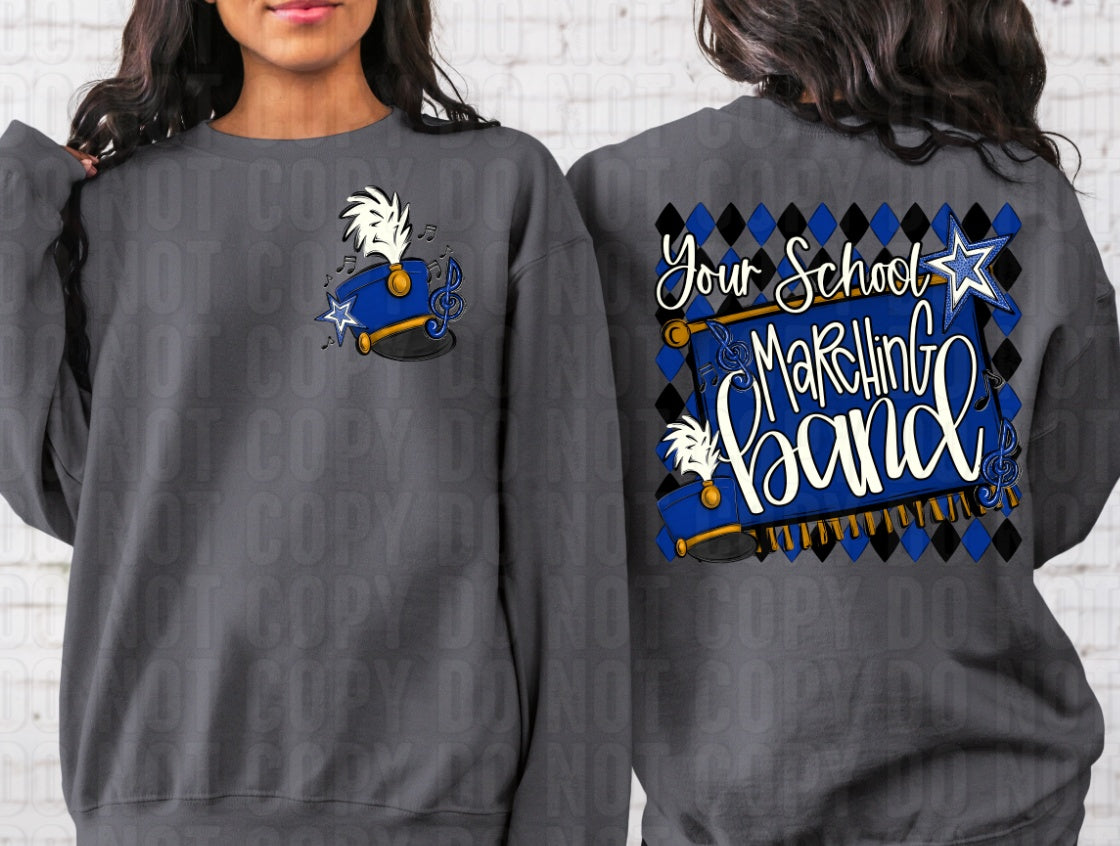 Argyle Marching Band School Name + Pocket Custom Team Name DTF Transfer
