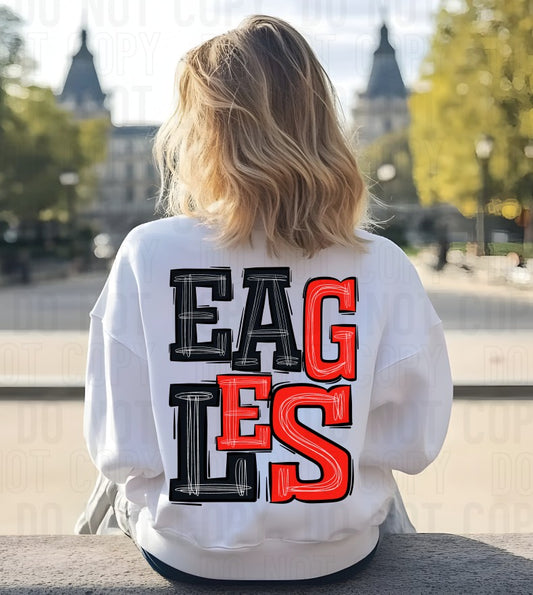 Eagles Red/Black DTF Transfer