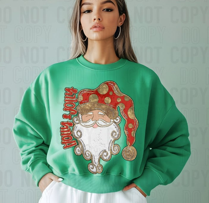 Holly & Jolly Santa Red DTF Transfer