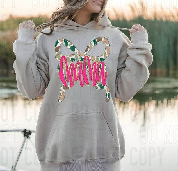 Mama Camo & Pink Bow Ribbon DTF Transfer