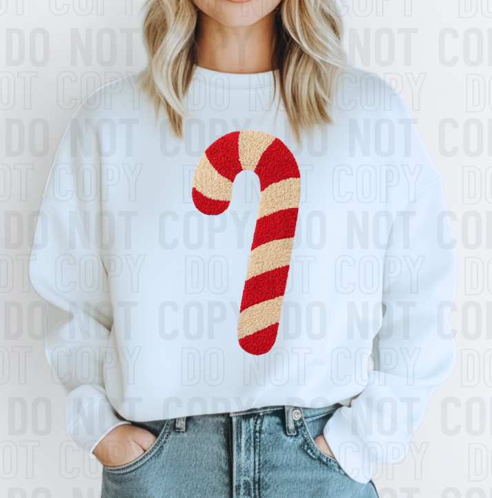 Candy Cane Latch Hook Faux DTF Transfer