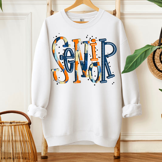 Senior Navy Orange DTF Transfer