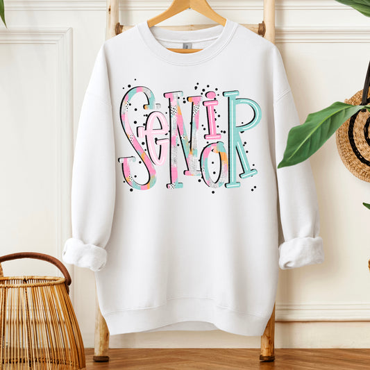 Senior Pink Light Blue White DTF Transfer