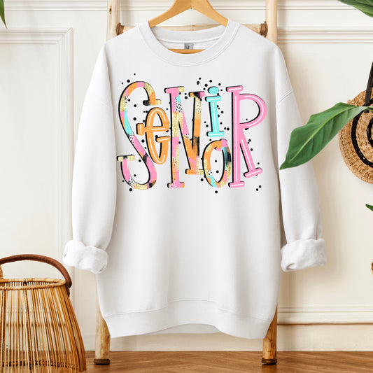 Senior Pink Orange Blue DTF Transfer