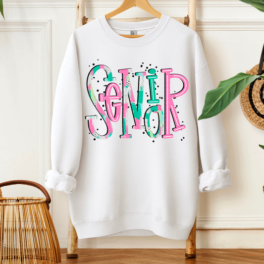 Senior Pink Turquoise White DTF Transfer