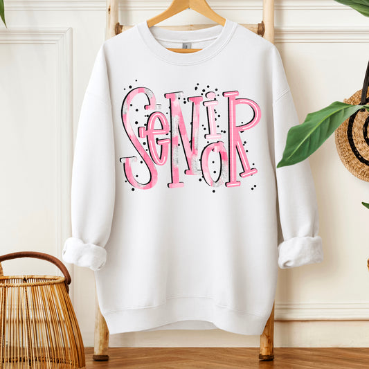 Senior Pink White Silver DTF Transfer