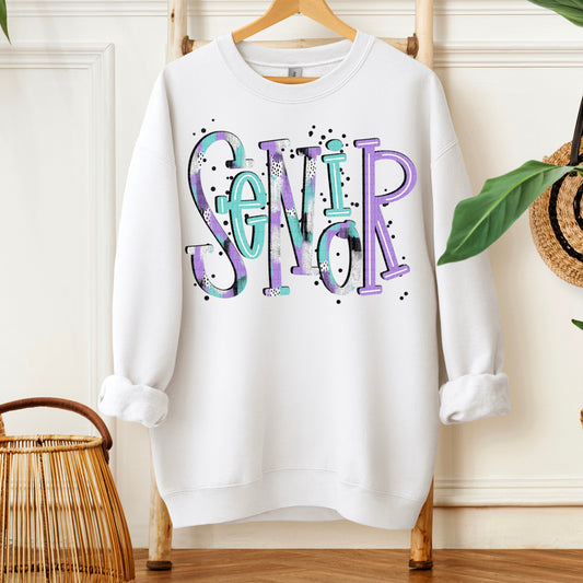 Senior Purple Aqua Black DTF Transfer