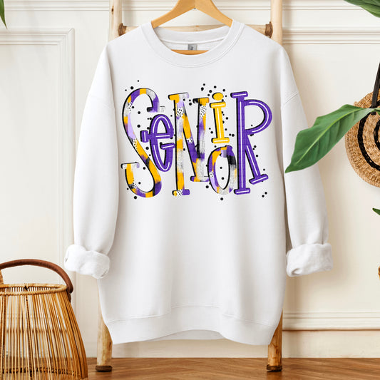 Senior Purple Yellow Gold DTF Transfer