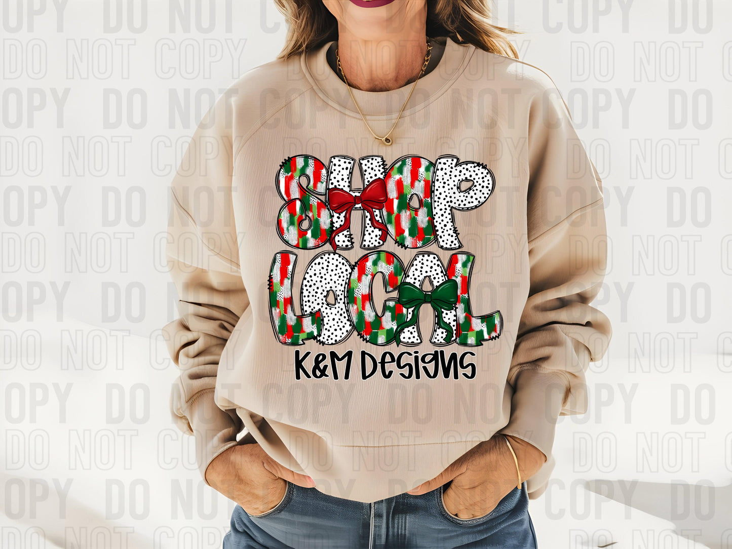 Shop Local Christmas Dalmatian Brushstroke Custom/Name Personalized DTF Transfer