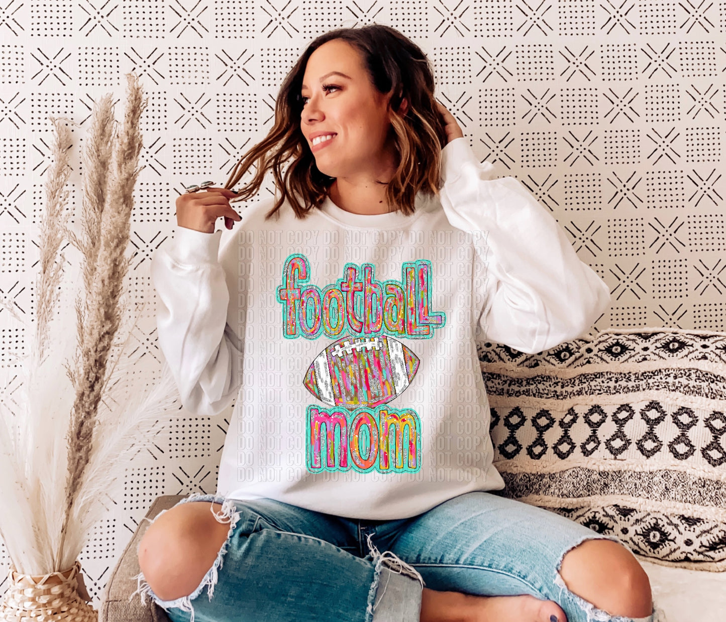 Silver Glitz Football Mom DTF Transfer