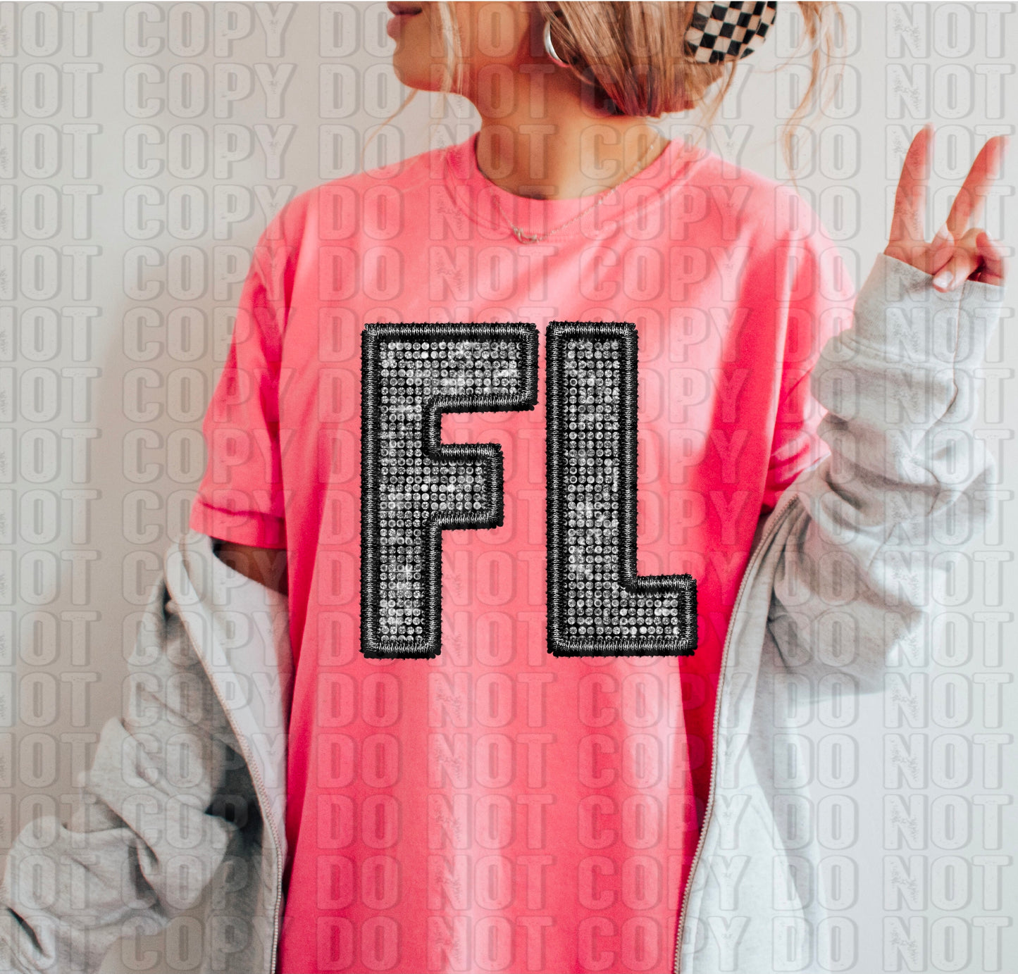 FL Silver Sequined DTF Transfer