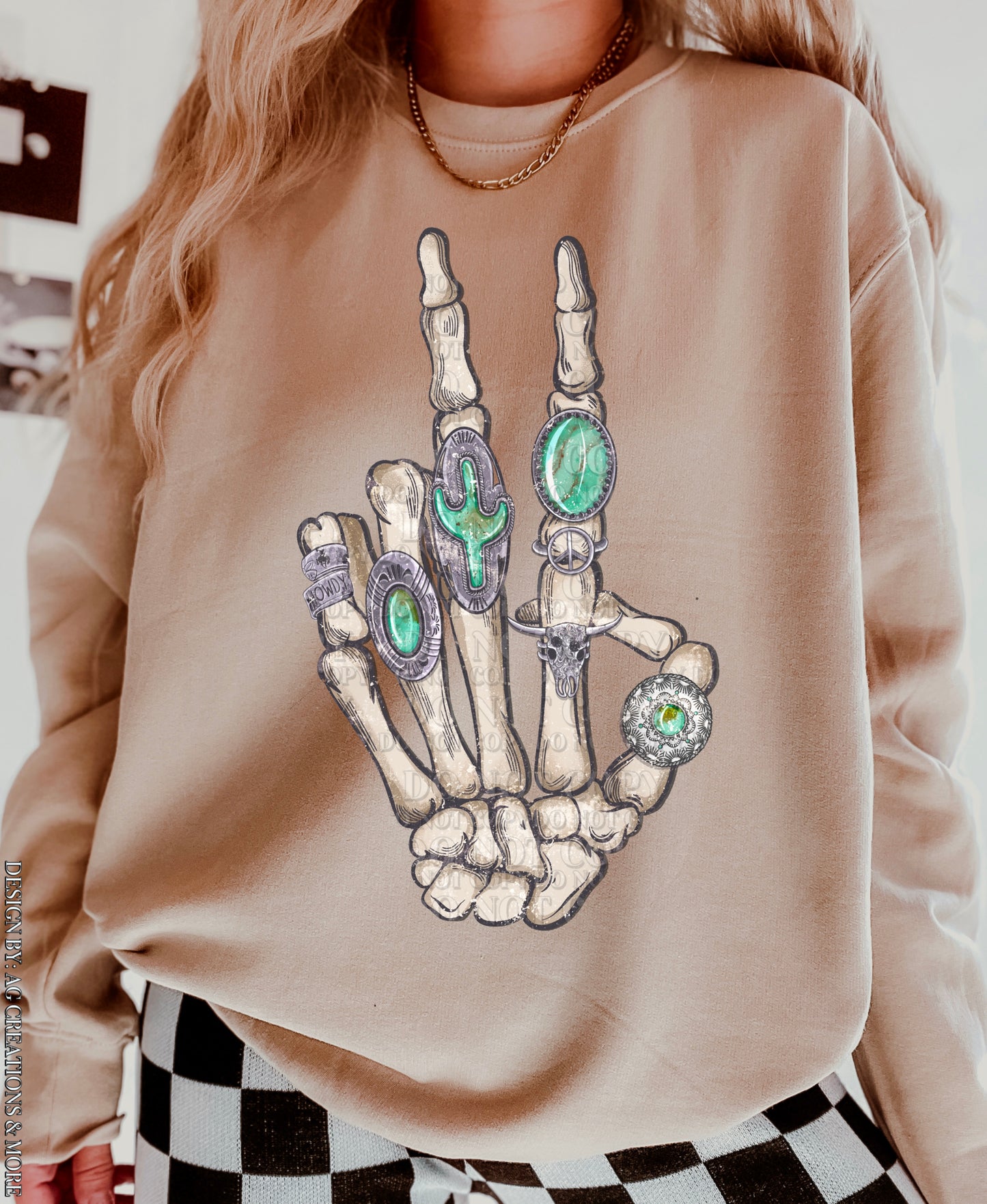 Skeleton Western Hand DTF Transfer