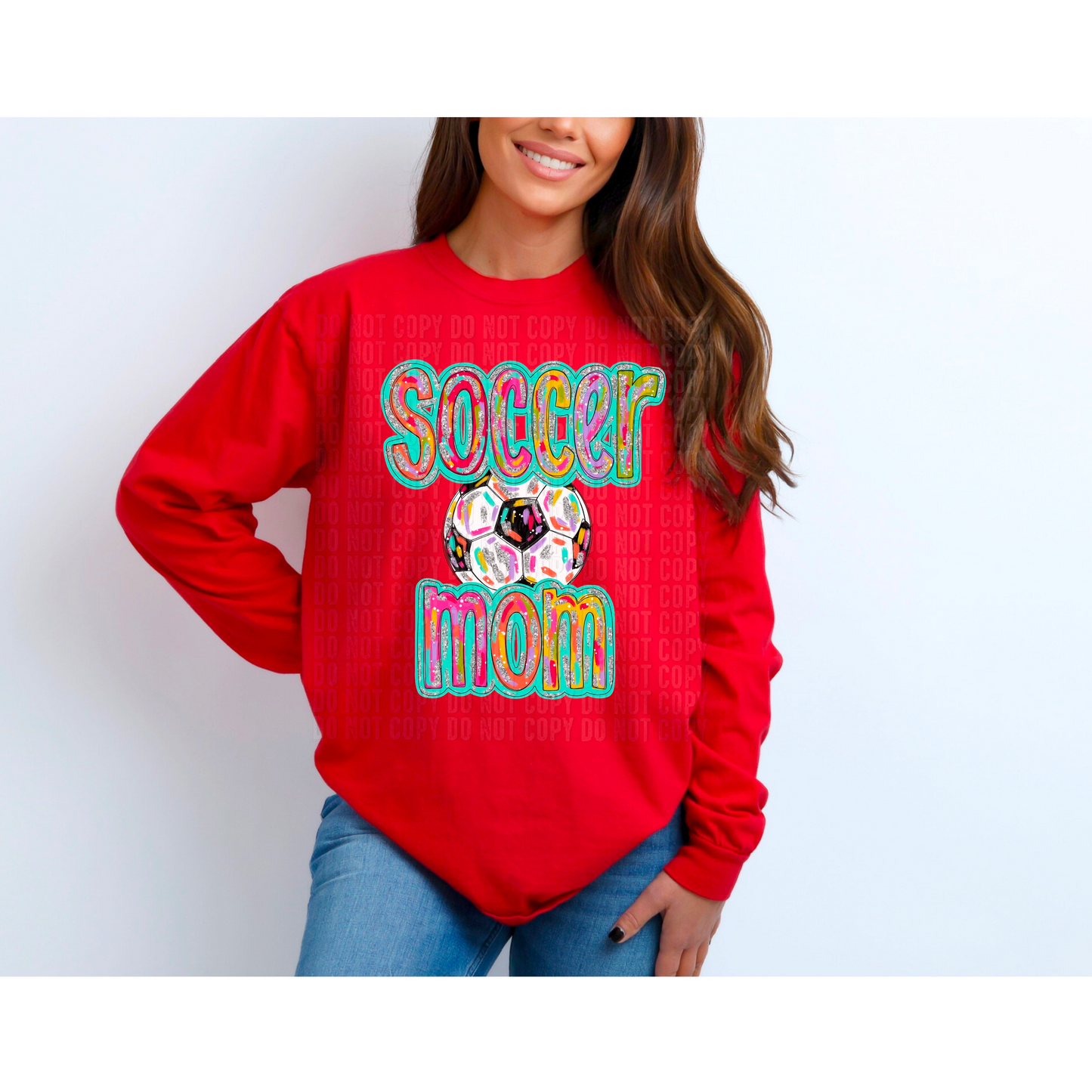 Silver Glitz Soccer Mom DTF Transfer