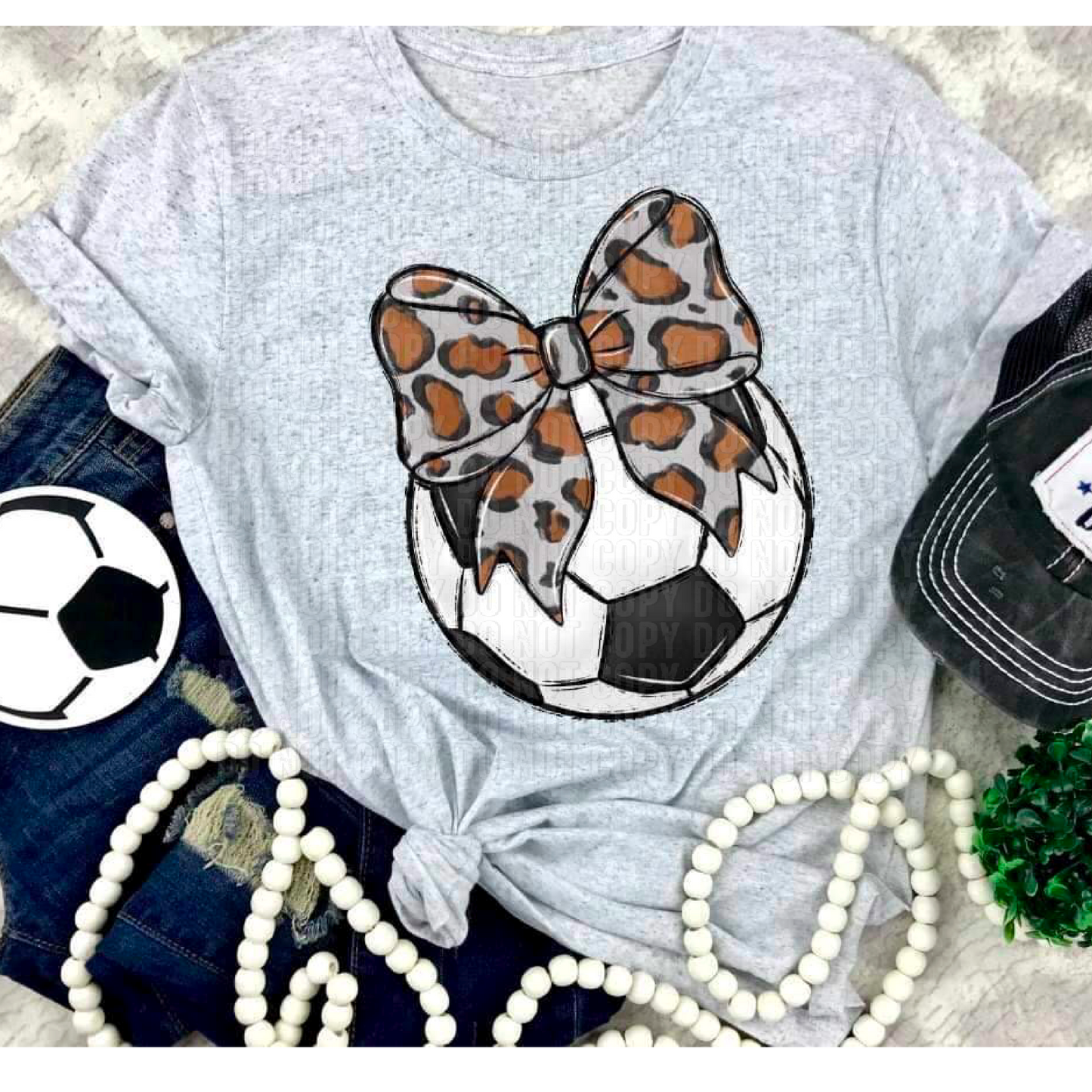 Soccer Cheetah Bow DTF Transfer