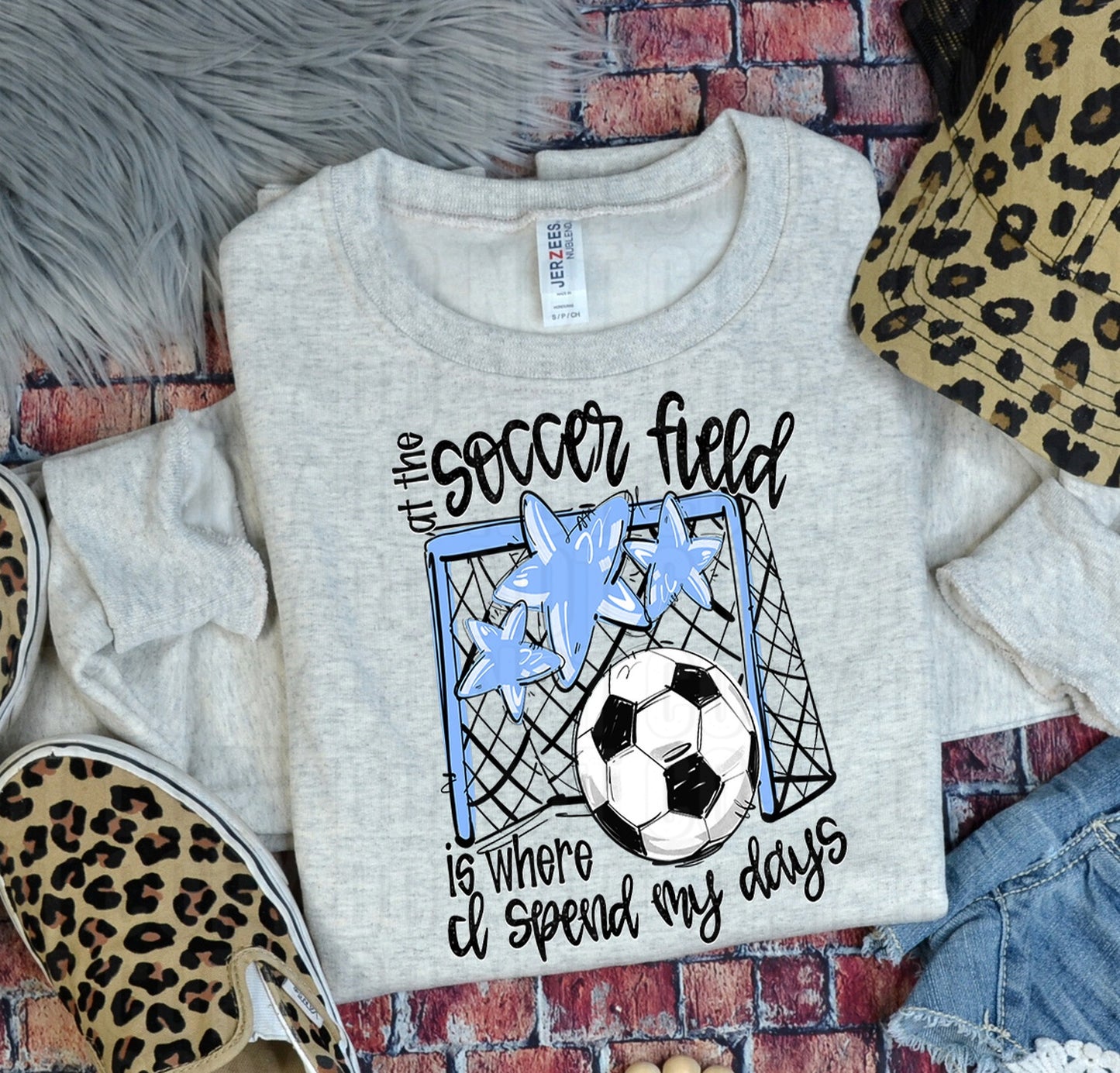 Soccer Field Columbia Blue DTF Transfer