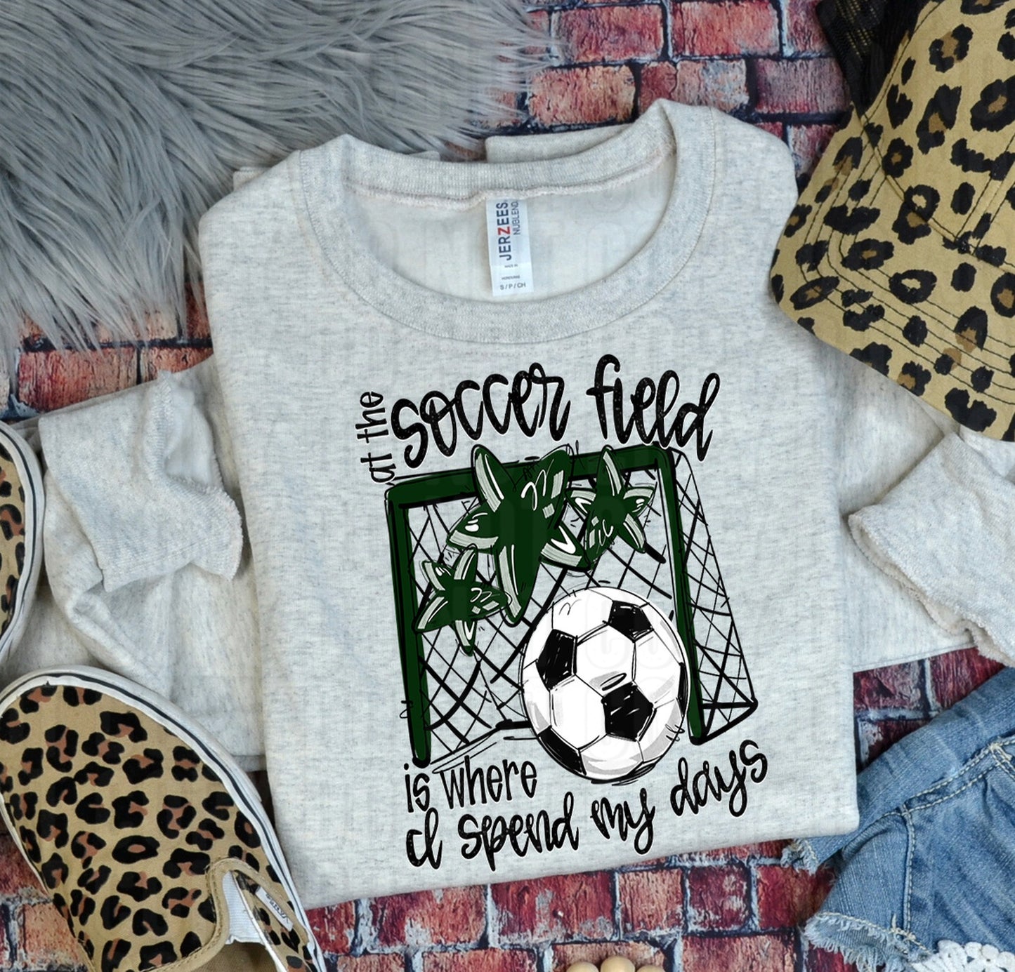 Soccer Field Forest Green DTF Transfer