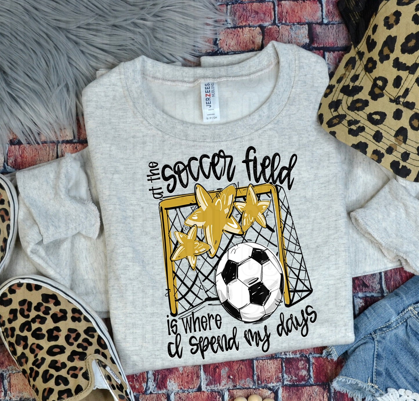 Soccer Field Gold DTF Transfer