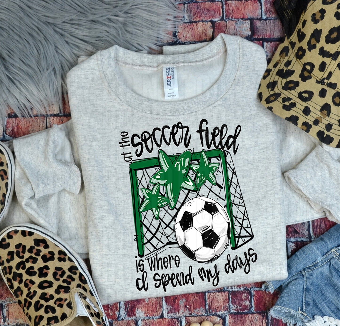 Soccer Field Kelly Green DTF Transfer